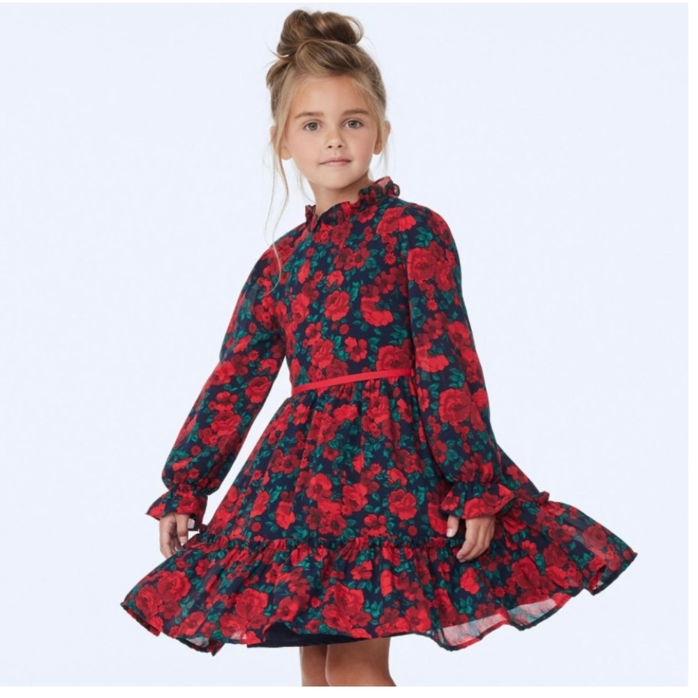 Janie and Jack - Holiday Frills Dress - Rose Chiffon 4
